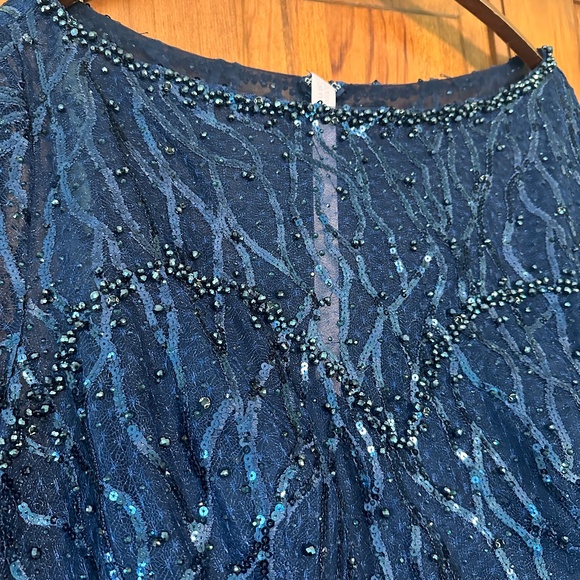 NEW Mac Duggal Embellished Navy 1/2 Sleeve Dress size 20 - Picture 5 of 15